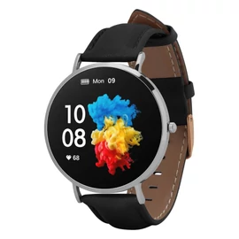 GARETT VERONA Smartwatch Silver Black Leather okosóra