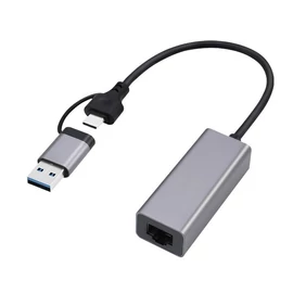Gembird A-USB3AC-LAN-01 USB 3.1 + type-C Gigabit network adapter Space Grey hálókártya