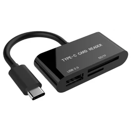 Gembird UHB-CR3-02 Compact USB Type-C SDXC combo Card Reader Black kártyaolvasó