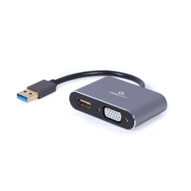 Gembird A-USB3-HDMIVGA-01 USB to HDMI + VGA Display Adapter Space Grey speciális átalakító