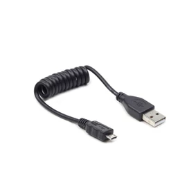 Gembird CC-MUSB2C-AMBM-0.6M coiled microUSB cable 0,6m Black kábel