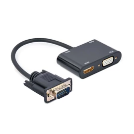 Gembird A-VGA-HDMI-02 VGA to HDMI + VGA adapter cable 0,15m Black speciális átalakító