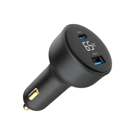 Gembird 2-Port USB Car Fast Charger Type-C PD LCD 65W Black töltő