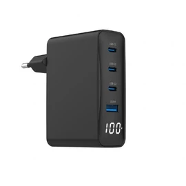 Gembird 4-port 100W GaN USB fast charger LCD Black töltő