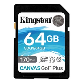 Kingston 64GB SDXC Canvas Go! Plus Class 10 170R C10 UHS-I U3 V30 memóriakártya