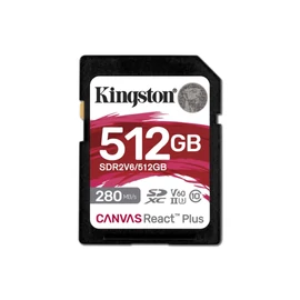 Kingston 512GB SDXC Canvas React Plus Class 10 UHS-II U3 V60 memóriakártya