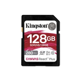 Kingston 128GB SDXC Canvas React Plus Class 10 UHS-II U3 V60 memóriakártya
