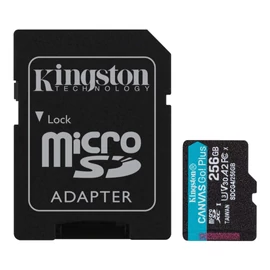 Kingston 256GB microSDXC Canvas Go Plus Gen4 Class 10 UHS-I U3 + adaper memóriakártya
