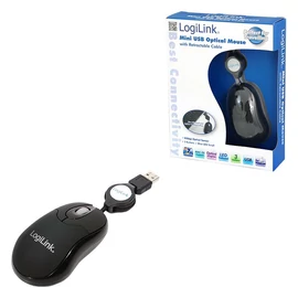 Logilink ID0016 mouse optical USB mini with retractable cable Black egér