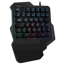 Logilink Illuminated one-hand gaming keyboard Black billentyűzet