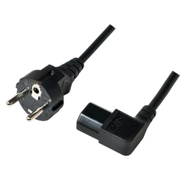 Logilink Power cord safety plug to IEC C13 female 90° 3m Black kábel