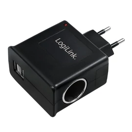 Logilink PA0046 Power Socket Adapter 2xUSB ports + 1x cigarette lighter socket 12W Black töltő