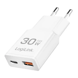 Logilink Dual-USB-C GaN charger White töltő
