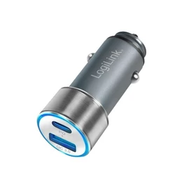 Logilink USB car charger 1x USB-C PD 1x USB-A QC 36W Grey töltő