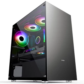 MS Fighter S300 Gaming Tempered Glass Window Grey gépház