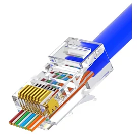 Nestron UTP RJ45 csatlakozó; Cat5e; átfűzhető; fali és patch kábelekhez; 100 db/csomag