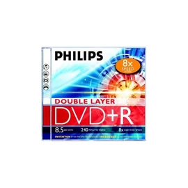 Philips DVD+R 8,5 Gb 8x kétrétegű normál tok (1-es címke) dvd lemez