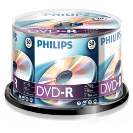 Philips DVD-R 4,7Gb 16x Hengeres 50db/csomag (50-es címke) dvd lemez