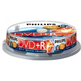Philips DVD+R 4,7GB 10x Hengeres 10db/csomag (10-es címke) dvd lemez