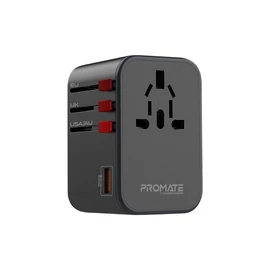 Promate  TripMate GaN65 65W Power Delivery GaNFast Travel Adapter Black speciális átalakító