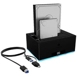 Raidsonic IcyBox IB-127CL-U3 Docking & Clone Station 2,5/3,5" USB3.0 Black mobilrack / beépítő keret