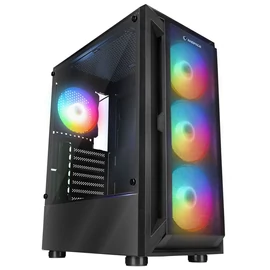 Rampage SHIVA RGB Tempered Glass Black gépház