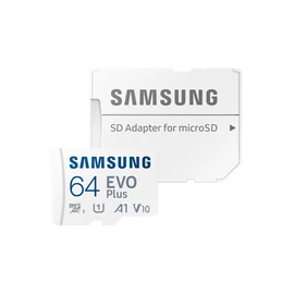 Samsung 64GB microSDXC EVO Plus Class10 U3 A2 V30 + adapterrel memóriakártya