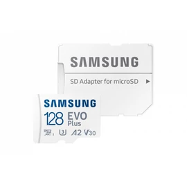Samsung 128GB microSDXC EVO Plus Class10 U3 A2 V30 + adapterrel memóriakártya