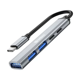 Sandberg USB-C to 3xUSB-A+2xUSB-C SAVER Silver usb hub