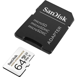 Sandisk 64GB microSDXC High Endurance Class 10 CL10 U3 V30 + adapterrel memóriakártya
