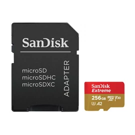 Sandisk 256GB microSDXC Class 10 U3 V30 A2 Extreme + adapterrel memóriakártya