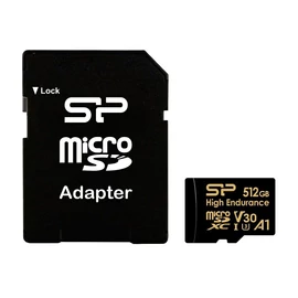 Silicon Power 512GB microSDXC Gold Series High Endurance Class 10 UHS-I U3 V30 A1 + adapterrel memóriakártya