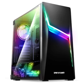 Spirit Of Gamer Clone 4 RGB Tempered Glass Black gépház