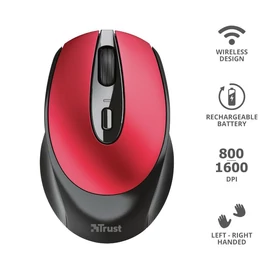 Trust Zaya Rechargeable Wireless mouse Red egér
