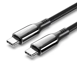 Vention Cotton Braided USB 2.0 C Male to C Male 5A Zinc Alloy Type cable 2m Black kábel