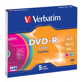 Verbatim DVD-R 4,7Gb 16x Slim 5db/csomag (5-ös címke) dvd lemez