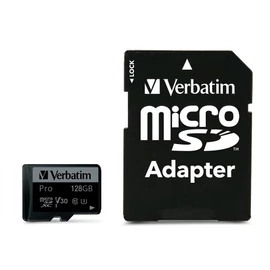 Verbatim 128GB microSDXC Pro Class 10 U3 V30 + adapterrel memóriakártya