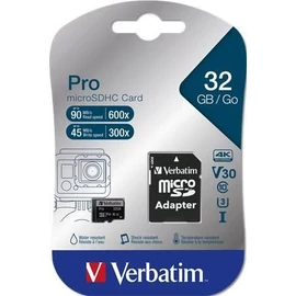 Verbatim 32GB microSDHC Pro Class10 U3 V30 + adapterrel memóriakártya