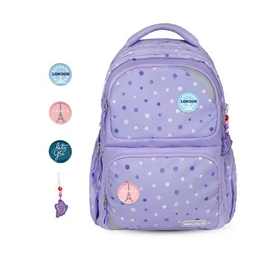 Iskolatáska, cipzáras, BELMIL "Maxi Pack Purple Dots", lila pöttyös