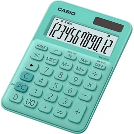 Számológép, asztali, 12 számjegy, CASIO, "MS 20 UC", zöld