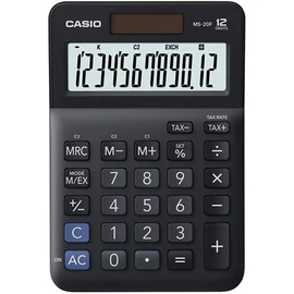 Számológép, asztali, 12 számjegy, CASIO, "MS-20 F", fekete