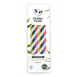 Szívószál, bambusz, egyenes, lebomló, bambusz, 100 db, CHEEKY PANDA, vegyes színek