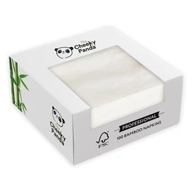 Szalvéta, bambusz, 1/4 hajtogatott, 2 rétegű, 39x39 cm, 100 db, CHEEKY PANDA, fehér