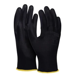 Szerelőkesztyű, PU, DONAU "Safety", 8/M méret, fekete