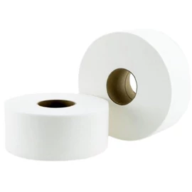 Toalettpapír, 2 rétegű, nagytekercses, 100 méter, 19 cm átmérő, hófehér