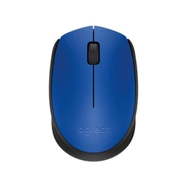 Egér, vezeték nélküli, optikai, közepes méret, USB, LOGITECH "M171", kék