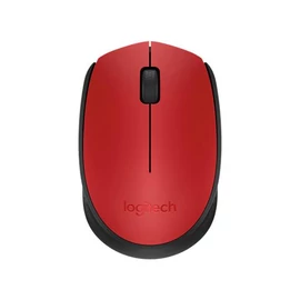 Egér, vezeték nélküli, optikai, közepes méret, USB, LOGITECH "M171", piros