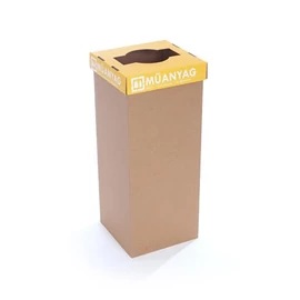Szelektív hulladékgyűjtő, újrahasznosított, 50 l, RECOBIN "Office", sárga