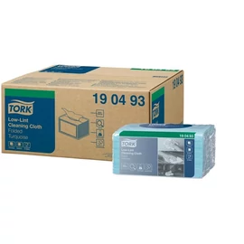 Tisztítókendő, szöszszegény, hajtogatott, 1 rétegű, W8 rendszer, TORK, türkiz