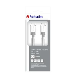 USB kábel, USB-C 3.1 - USB-C, 30 cm, VERBATIM, ezüst